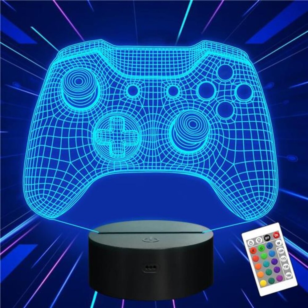 New Gamepad 3D Illusion Lamp, Controller Night Light with Remote Control